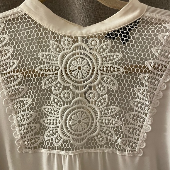 EXPRESS White Blouse with Crochet Detail - White - Size M - Picture 1 of 3